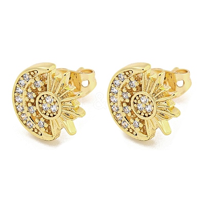 Brass Micro Pave Cubic Zirconia Ear Studs EJEW-P261-26C-G-1