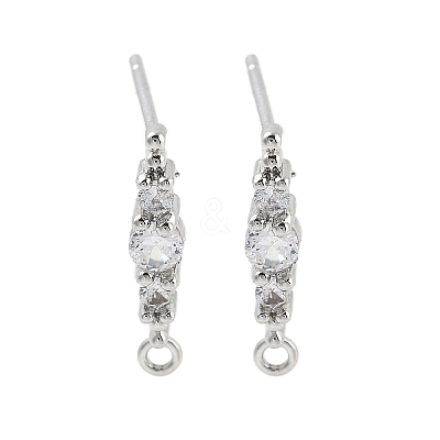 Brass Clear Cubic Zirconia Stud Earring Findings KK-A238-02C-P-1