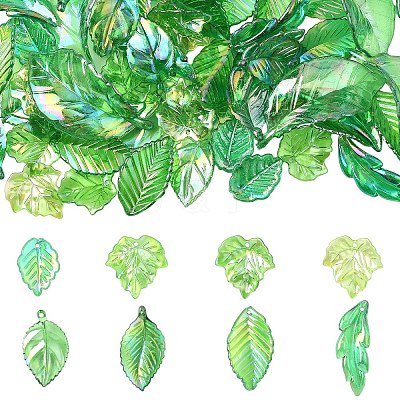80Pcs 8 Colors UV Plating Acrylic Pendants OACR-YW0003-88-1