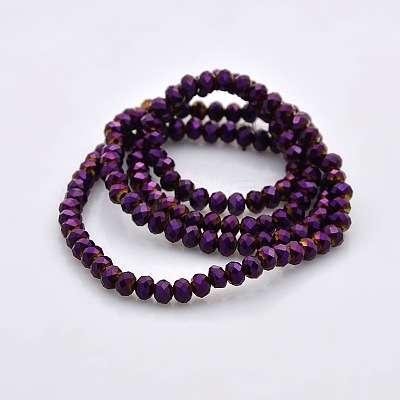Full Plated Faceted Rondelle Electroplate Glass Beads Strands GLAA-A024C-FP03-1
