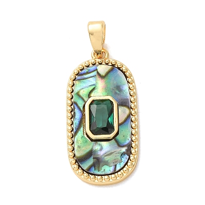 Natural Paua Shell Brass Pendants KK-C264-04G-1