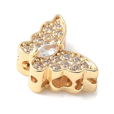 Brass Micro Pave Cubic Zirconia Beads X-KK-A253-10G-1