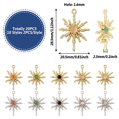 20Pcs 10 Styles Rack Plating Alloy Cat Eye Pendants FIND-TA0002-39-1