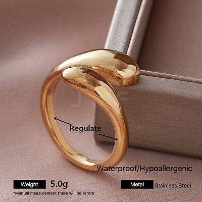 304 Stainless Steel Cuff Open Rings for Women AP4973-1-1