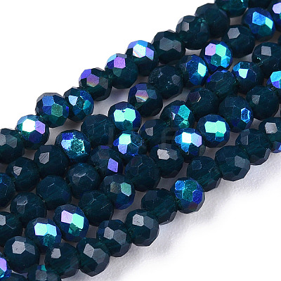 Electroplate Opaque Solid Color Glass Beads Strands EGLA-A034-P1mm-L07-1