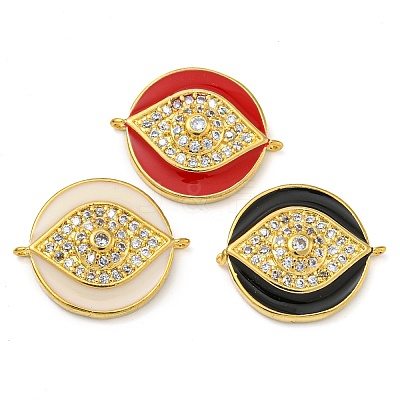 Rack Plating Brass Micro Pave Clear Cubic Zirconia Eye Connector Charms KK-Z063-20G-1