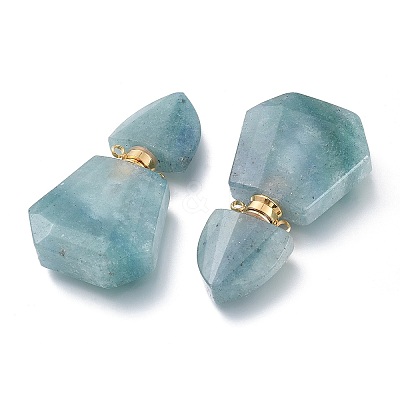 Faceted Natural Green Quartz Openable Perfume Bottle Pendants G-M357-01B-G-01-1