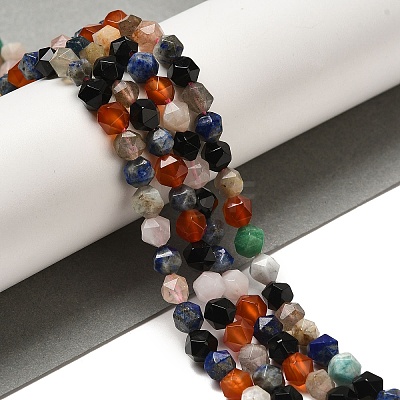 Natural Carnelian/Lapis Lazuli/Labradorite/Amazonite/Apatite Beads Strands G-K382-A01-01-1