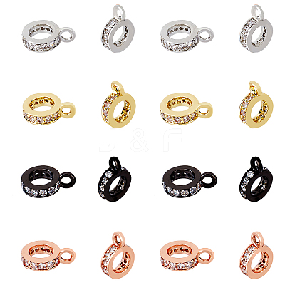 16Pcs 4 Colors Brass Micro Pave Cubic Zirconia Tube Bails ZIRC-HY0001-09-1