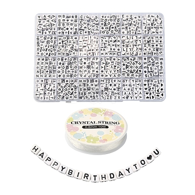 Opaque Acrylic Horizontal Hole Letter Beads SACR-YW0001-44-1