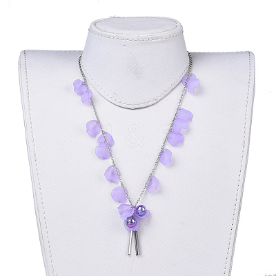 Acrylic Beads Pendant Necklaces NJEW-JN02416-1
