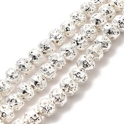 Electroplated Natural Lava Rock Beads Strands G-G984-08S-1
