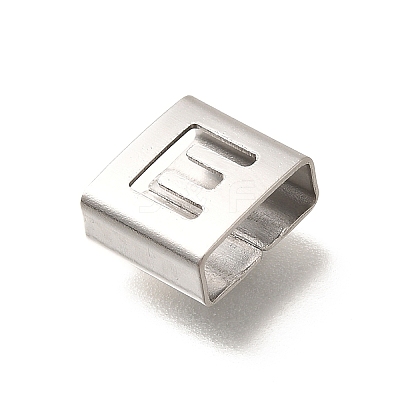 Letter Style 304 Stainless Steel Square Slide Charms STAS-L132-25E-1