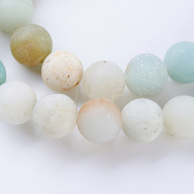 Frosted Natural Flower Amazonite Round Bead Strands G-J363-01-8mm-1