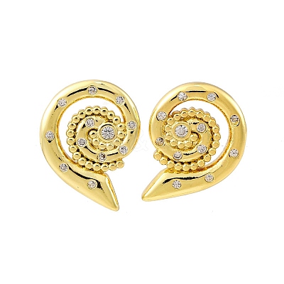 Brass Micro Pave Clear Cubic Zirconia Stud Earrings EJEW-H158-07B-G-1