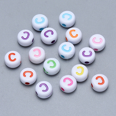 Craft Acrylic Horizontal Hole Letter Beads SACR-S201-11C-1