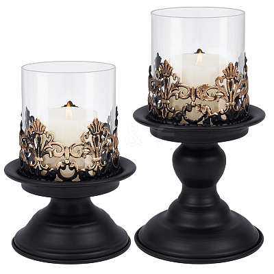 Iron Glass Candle Holder AJEW-WH0796-88B-1