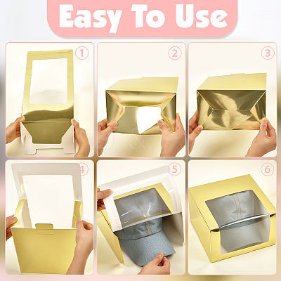 Foldable Cardboard Gift Cap Storage Boxes with Clear PVC Window CON-WH0099-66C-1
