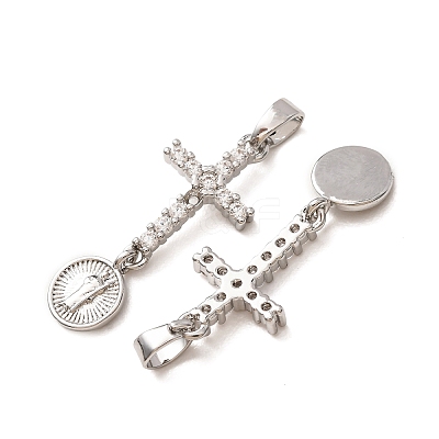Religion Brass Pave Clear Cubic Zirconia Pendants CU-CBA40F6-01P-1