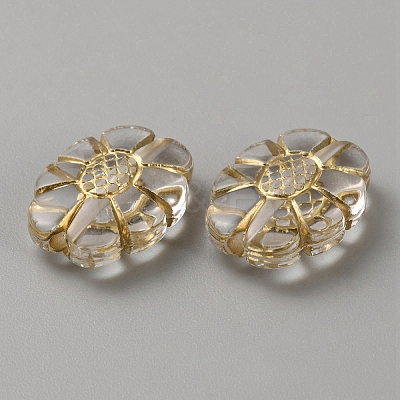 Transparent Acrylic Golden Metal Enlaced Beads OACR-WH0028-31G-1
