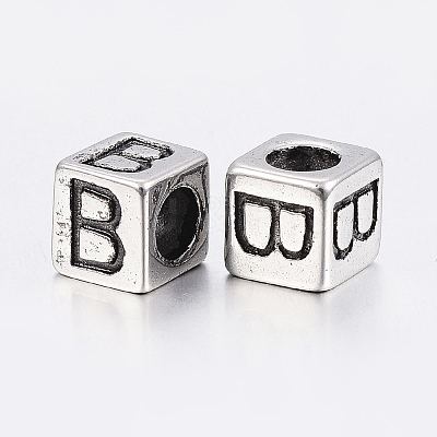 304 Stainless Steel Large Hole Letter European Beads STAS-H428-01AS-B-1