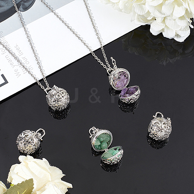 Brass Hollow Cage Pendants KK-AR0001-99P-1