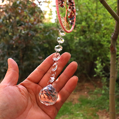Tree of Life Mixed Gemstone Chip Suncatcher DJEW-PW0017-07-1