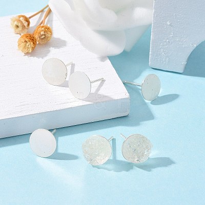 925 Sterling Silver Flat Pad  Stud Earring Findings STER-K167-045G-S-1