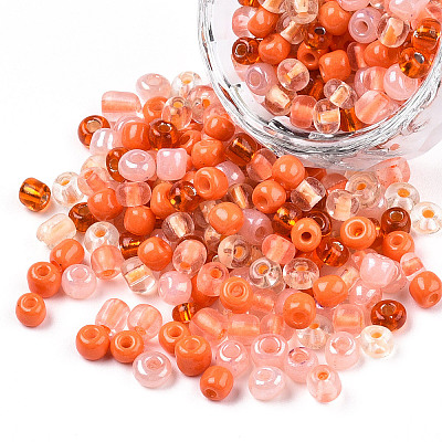Opaque & Transparent Inside Colours 6/0 Glass Seed Beads SEED-F004-4mm-02-1