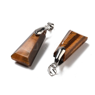 Natural Tiger Eye Faceted Pendants G-F774-02E-1