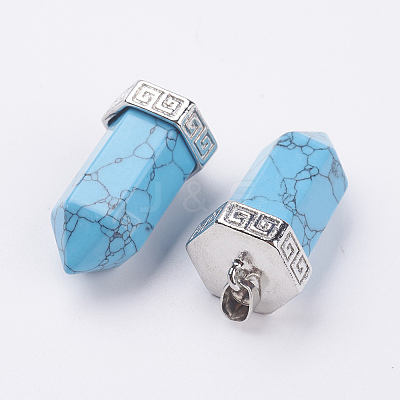 Natural/Synthetic Mixed Stone Pointed Pendants G-E442-03-1