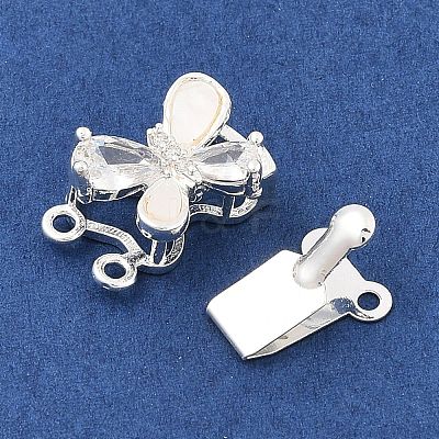 Brass Micro Pave Clear Cubic Zirconia Box Clasps KK-C080-07S-1