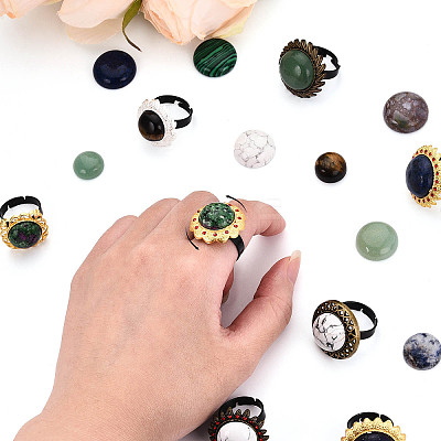 Adjustable Flower Alloy & Iron Rhinestone Bezel Cup Ring Base with Rotatable Tray MAK-T012-03AB-1