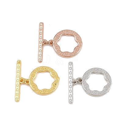 Flat Round Brass Toggle Clasps KK-G548-36-1