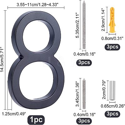 Zinc Alloy House Number FIND-WH0064-99-8-1