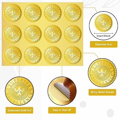 34 Sheets Self Adhesive Gold Foil Embossed Stickers DIY-WH0509-086-1