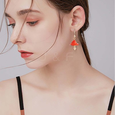 Enamel Mushroom Dangle Stud Earrings JE987C-1