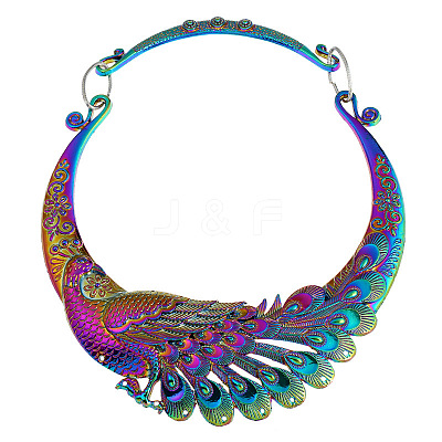Ethnic Style Alloy Peacock Bib Necklaces FS-WG6E760-01-1