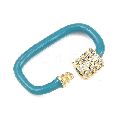 Oval Brass Micro Pave Clear Cubic Zirconia Screw Carabiner Clasps KK-B167-01B-03G-1
