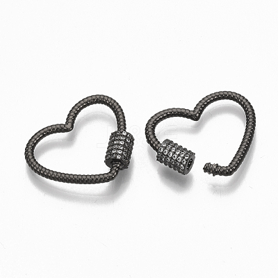 Brass Micro Pave Clear Cubic Zirconia Screw Carabiner Lock Charms ZIRC-T010-11-1