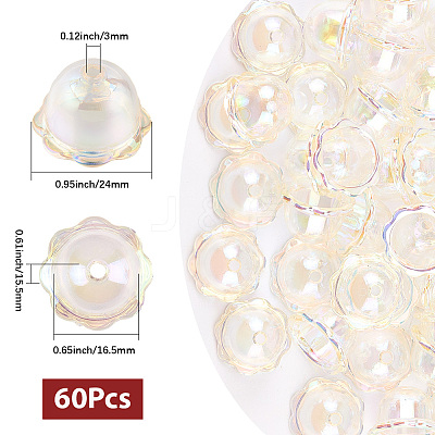 60Pcs UV Plating Acrylic Bead Caps PACR-SC0001-07-1