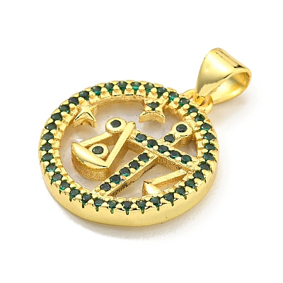 Brass Micro Pave Clear Cubic Zirconia Pendants KK-K354-04G-10-1