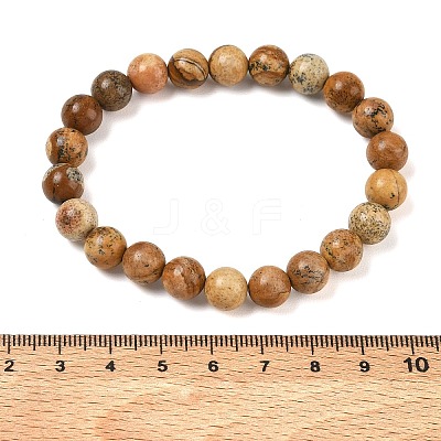 Natural Picture Jasper Round Beaded Stretch Bracelets GG-CBA12F1-02A-05-1