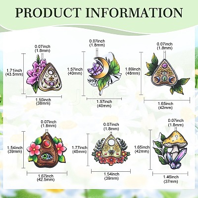 12Pcs 6 Style Acrylic Pendants MACR-CJ0001-68-1