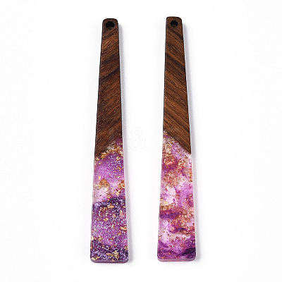 Transparent Resin & Walnut Wood Big Pendants RESI-N039-68F-1