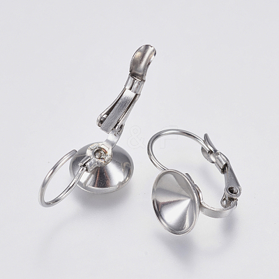 Tarnish Resistant 304 Stainless Steel Leverback Earring Settings STAS-I097-021-8mm-1