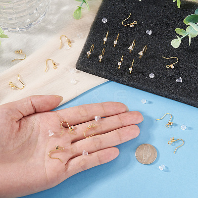 32Pcs 4 Styles Brass Pave Clear Cubic Zirconia Earring Hooks KK-TA0008-45-1