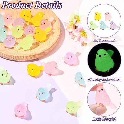 20Pcs 10 Styles Luminous Bird Miniature Ornaments DJEW-CJZ0001-006-1