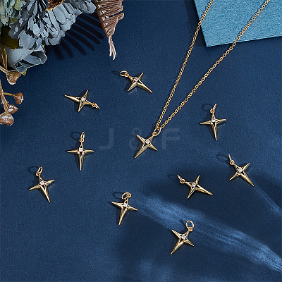 10Pcs Brass Micro Pave Cubic Zirconia Pendants PALLOY-ME00027-1