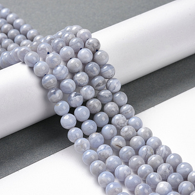 Natural Blue Lace Agate Beads Strands G-P342-04-6mm-AB-1